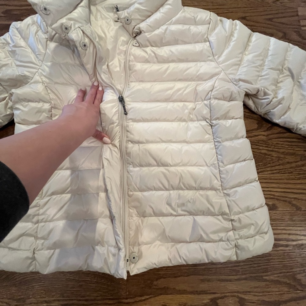 NWOT J MacLaughlin Down Jacket | Cream White | Cropped 3/4 sleeves | Size Medium - Picture 4 of 8